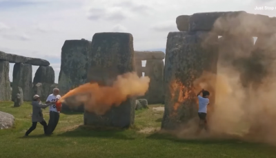 Climate Activists Paint Stonehenge Orange Before Major Summer Gathering